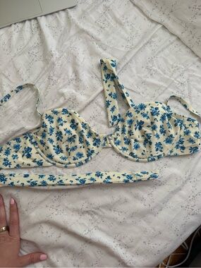 Monday Swimwear Capri Bikini Top with Blue Floral Print